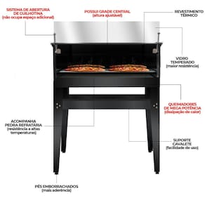 Forno Assador de Pizza Guilhotina a Gás GLP 80x80cm com cavalete Saro