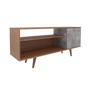 Rack Para TV até 42`` Com 1 Porta Lateral R1486 Amêndoa/Concreto