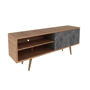 Rack Para TV até 55`` Com 2 Portas R1482 Amêndoa/Mármore Lunar
