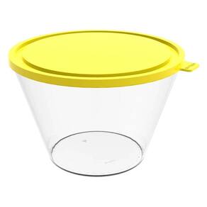 Pote com Tampa 3,8L Redondo Crippa Porta Mantimentos Transparente e Amarelo Plástico