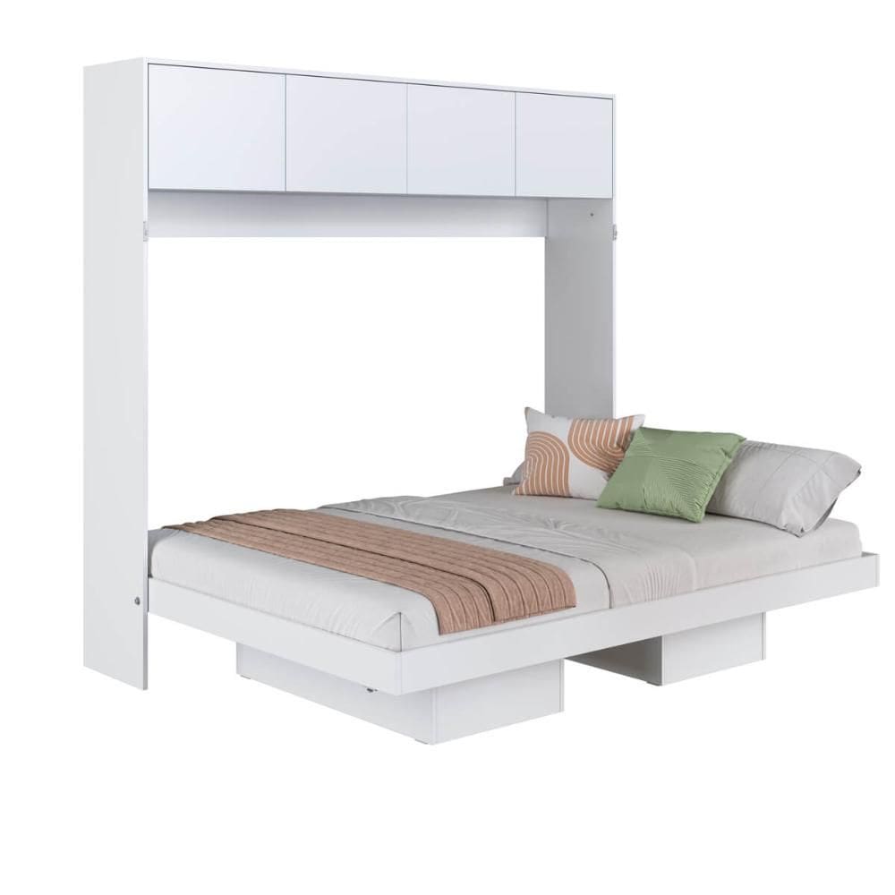 Cama Casal Articulável Horizontal com Portas Branco MDP Hano