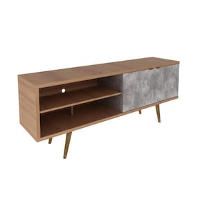 Rack Para TV até 55`` Com 2 Portas R1482 Amêndoa/Concreto