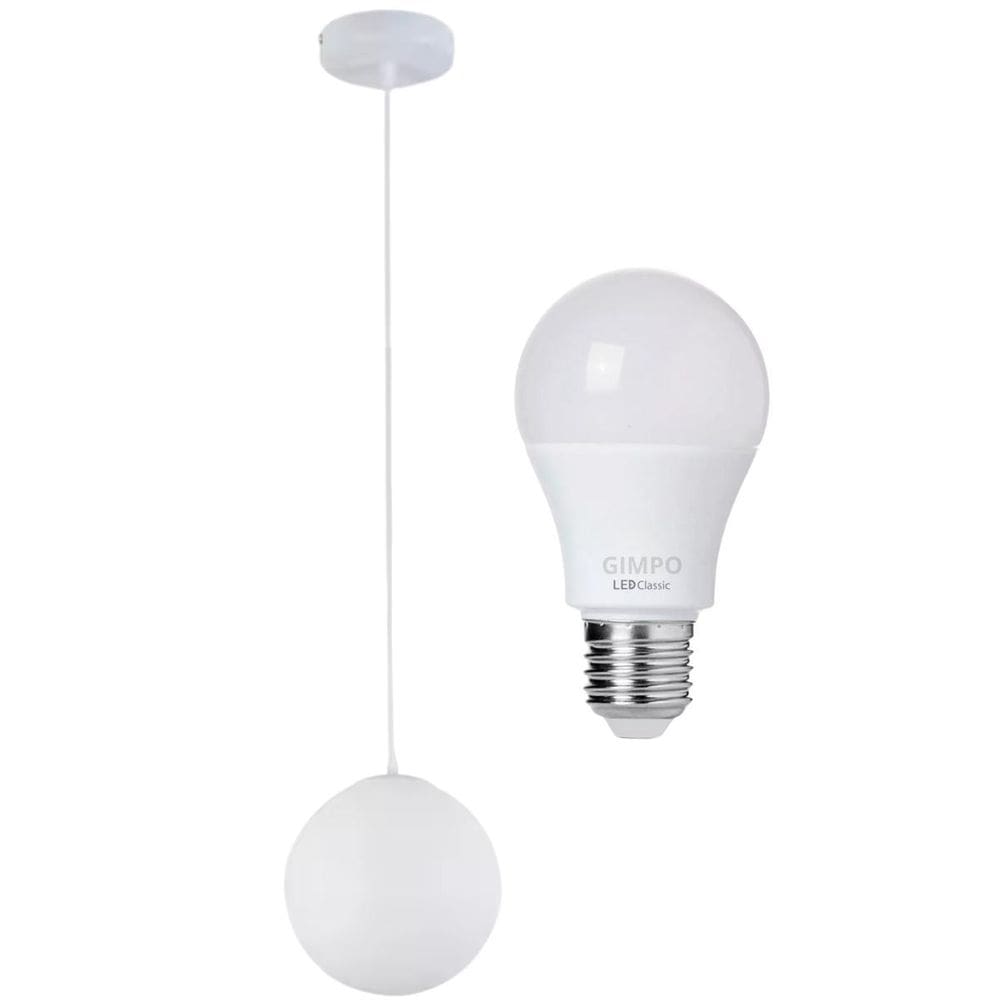 Luminária Lustre Pendente 215Cm Jabuticaba Globo Vidro 15Cm