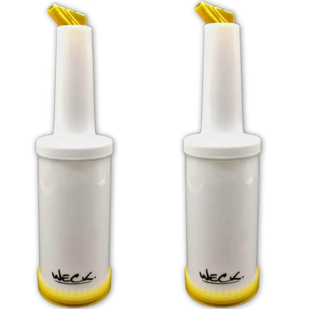 Kit 2 Garrafa Store`n Pour 1l Amarela Weck Bartender Xaropes Bebidas Destiladas