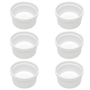 Kit 6 Ramekin Canelado Porcelana 40ml Classic Branco Lyor Molheira Servir Caldas Tare Shoyo