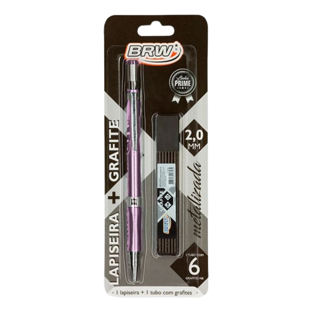 Lapiseira Metalizada 2.0mm Cor Rosa com grafite HB BRW