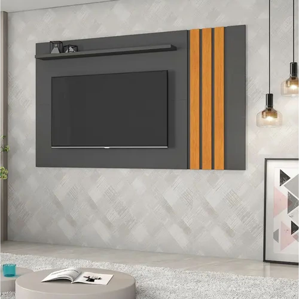 Painel Tv Até 70&quot; Atraente JCM Movelaria - Grafite/Cinamomo