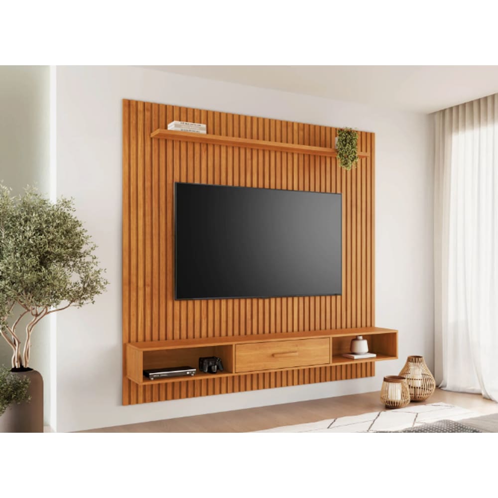 Painel Alívio Para Tv Até 65&quot; Com Nicho JCM - Cinamomo