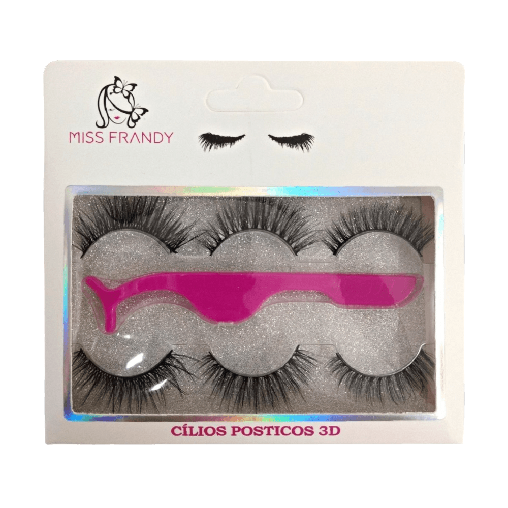Kit Miss Frandy - Cílios Postiços com 3 Pares e Uma Pinça