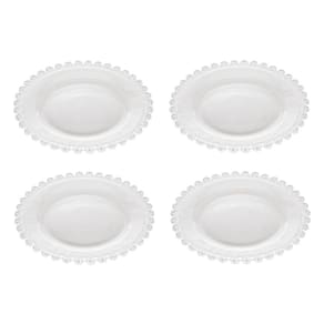 Cj 4 Pratos Rasos P/Sobremesa de Cristal Daisy Transparente 20cm Wolff