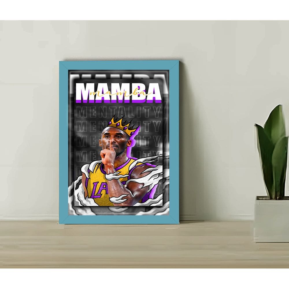 Quadro Decorativo Kobe Mamba + Vidro 33x25 Sala Escritório
