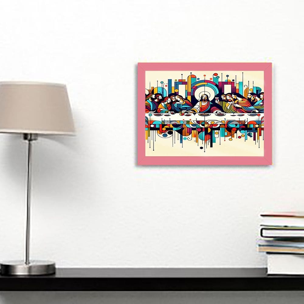 Quadro Decorativo Ultima Ceia Abstrato + Vidro 33x25 Estudio
