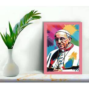 Quadro Decorativo Papa Pop Art + Vidro 33x25 Sala Studio