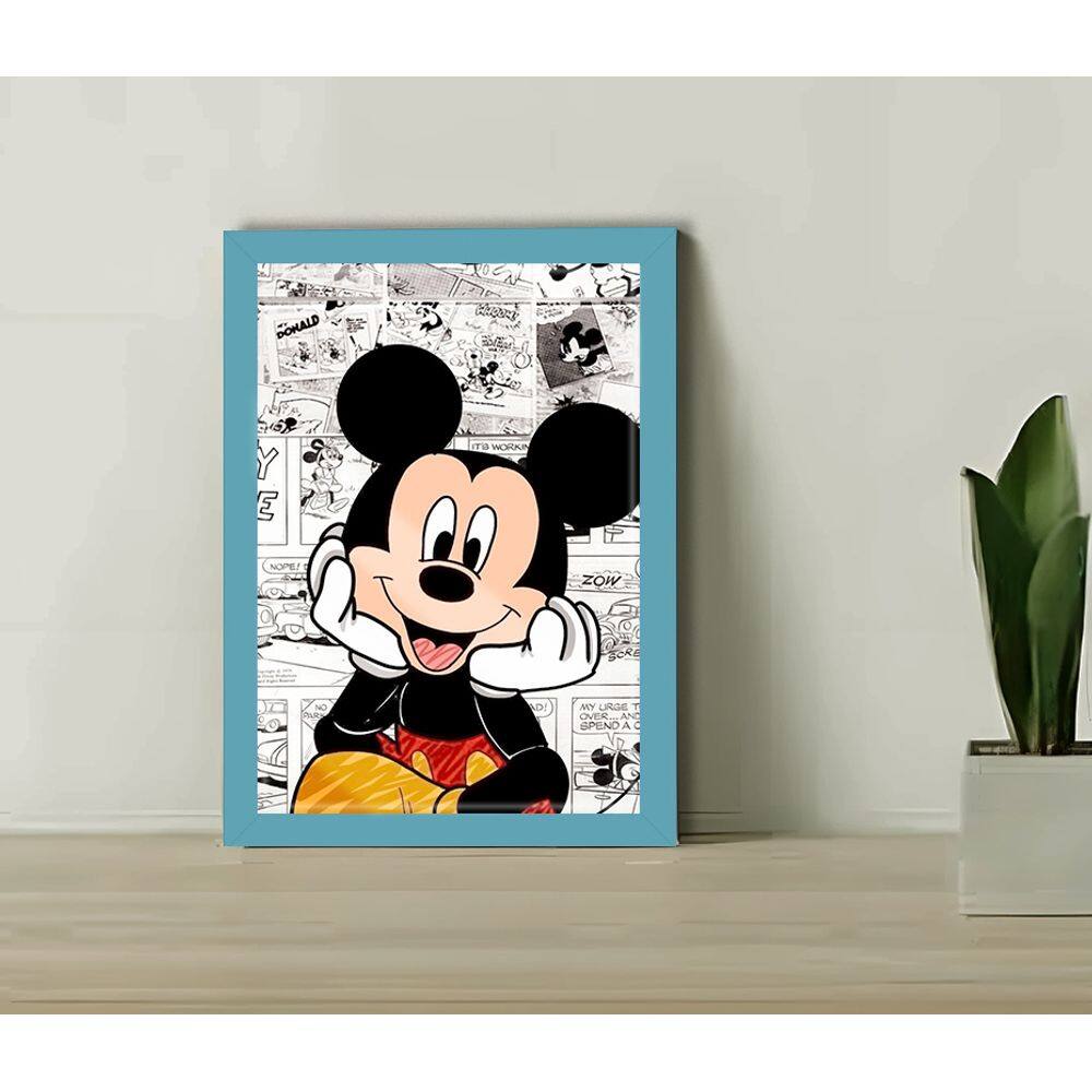Quadro Decorativo Infantil Mickey Mouse + Vidro 33x25 Sala