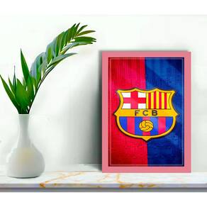 Quadro Decorativo Barcelona FC + Vidro 33x25 Escritório Sala