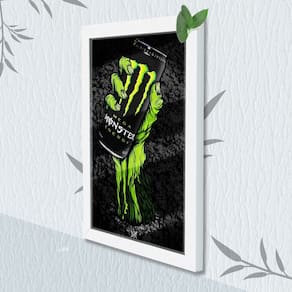 Quadro Decorativo Energético Monster + Vidro 33x25 Estudio
