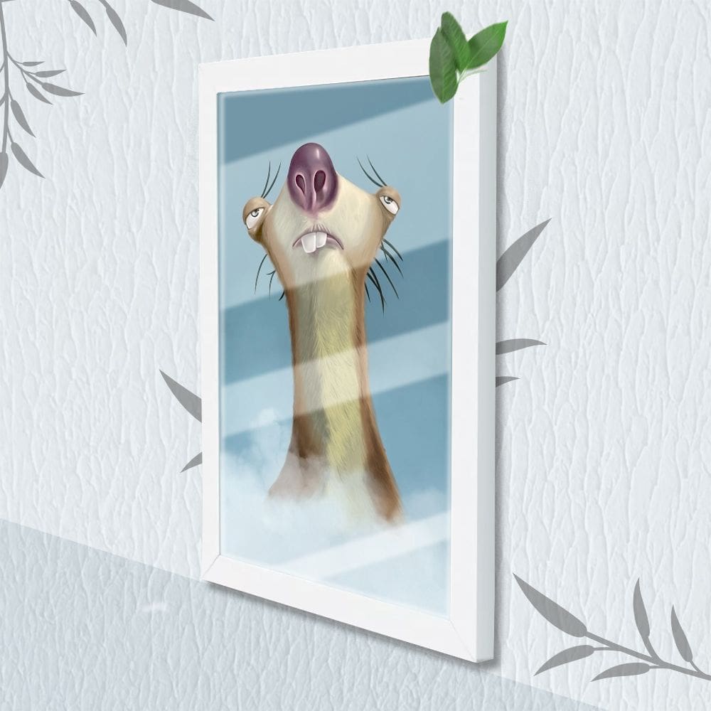 Quadro Decorativo Infantil Sid Ice Age + Vidro 33x25 Sala
