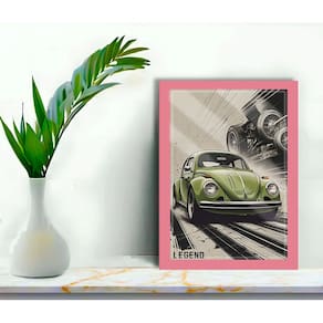 Quadro Decorativo Fusca Legend + Vidro 33x25 Sala Studio