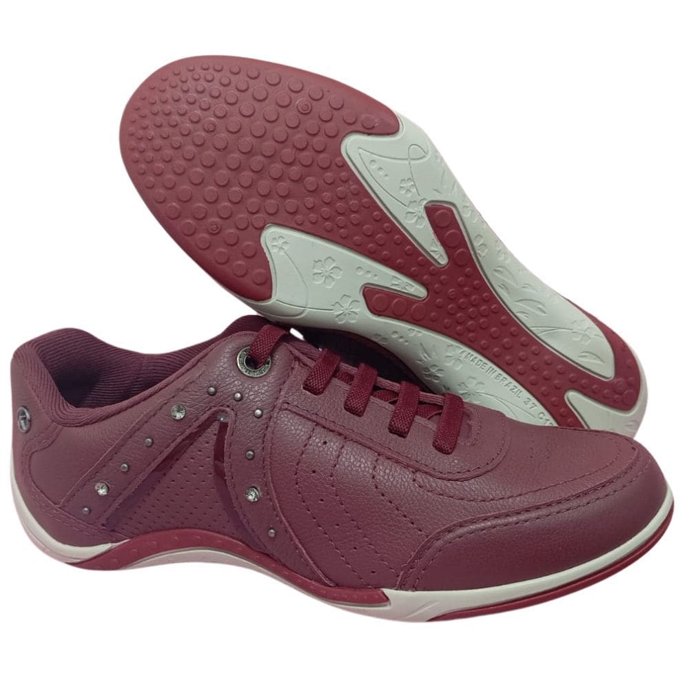 tenis feminino kolosh casual em couro cabernet vinho