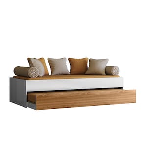 Bicama Ônix com Cama Auxiliar com Rodízios Nature com Branco Ideal para Quarto Infantil - Peternella