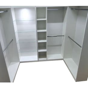Kit Estante Arara Prateleira De Vidro E Nichos Branca 185X340X32Cm - Deep