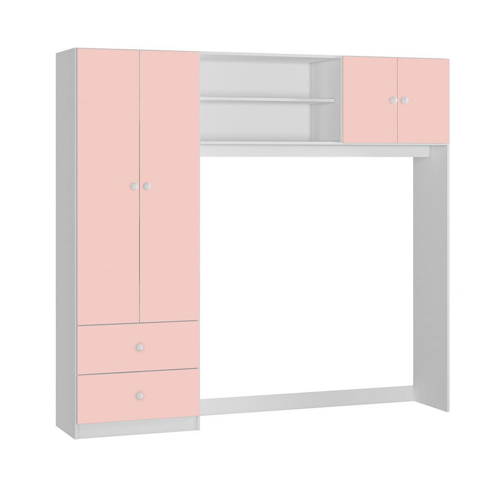 Conjugado Quarto Infantil 4 Portas, 2 Gavetas 2 Nichos Ternura Branco/rosa - Peternella Móveis