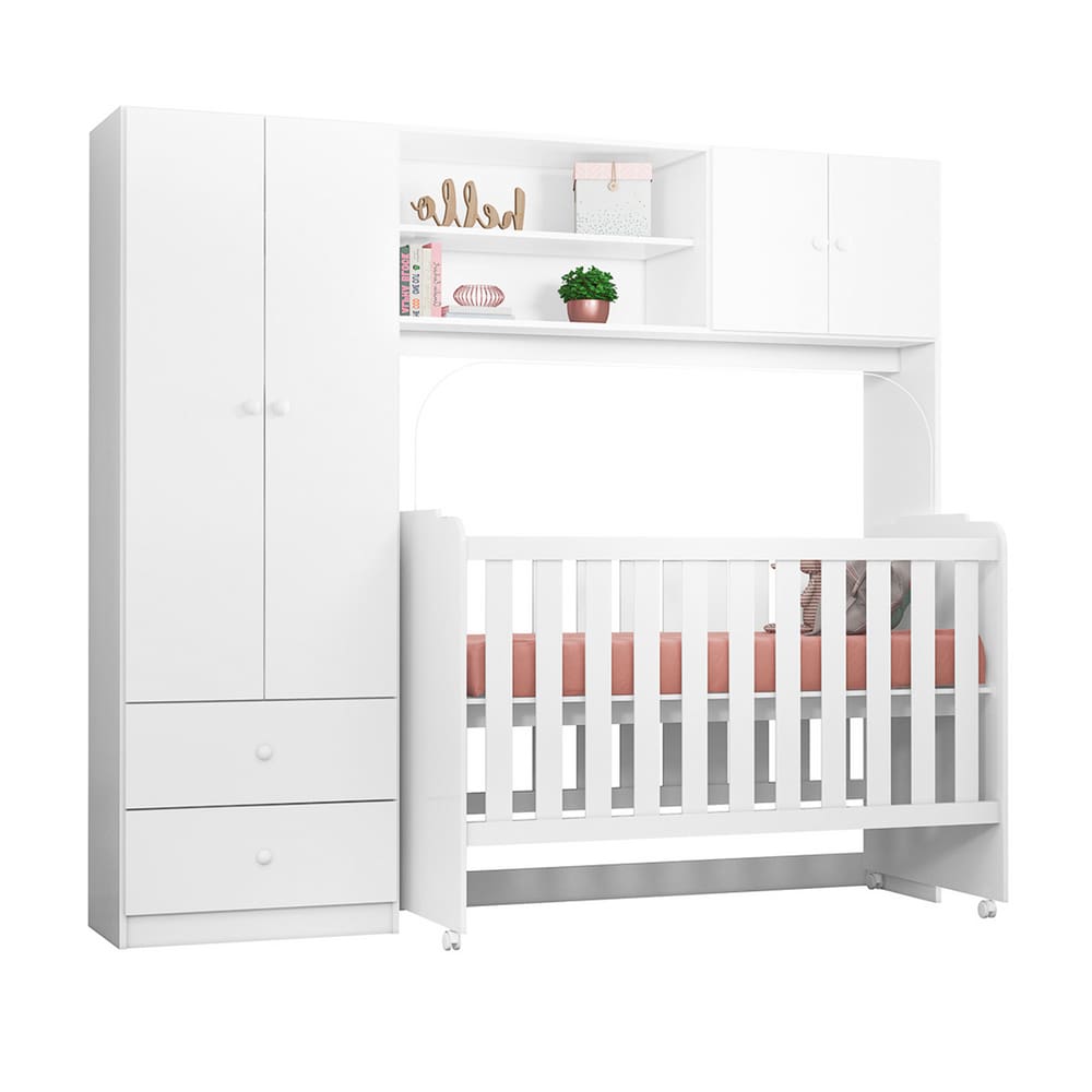 Berço Amore com Conjugado Ternura Branco Conjunto Prático e Elegante P Bebê - Peternella Móveis