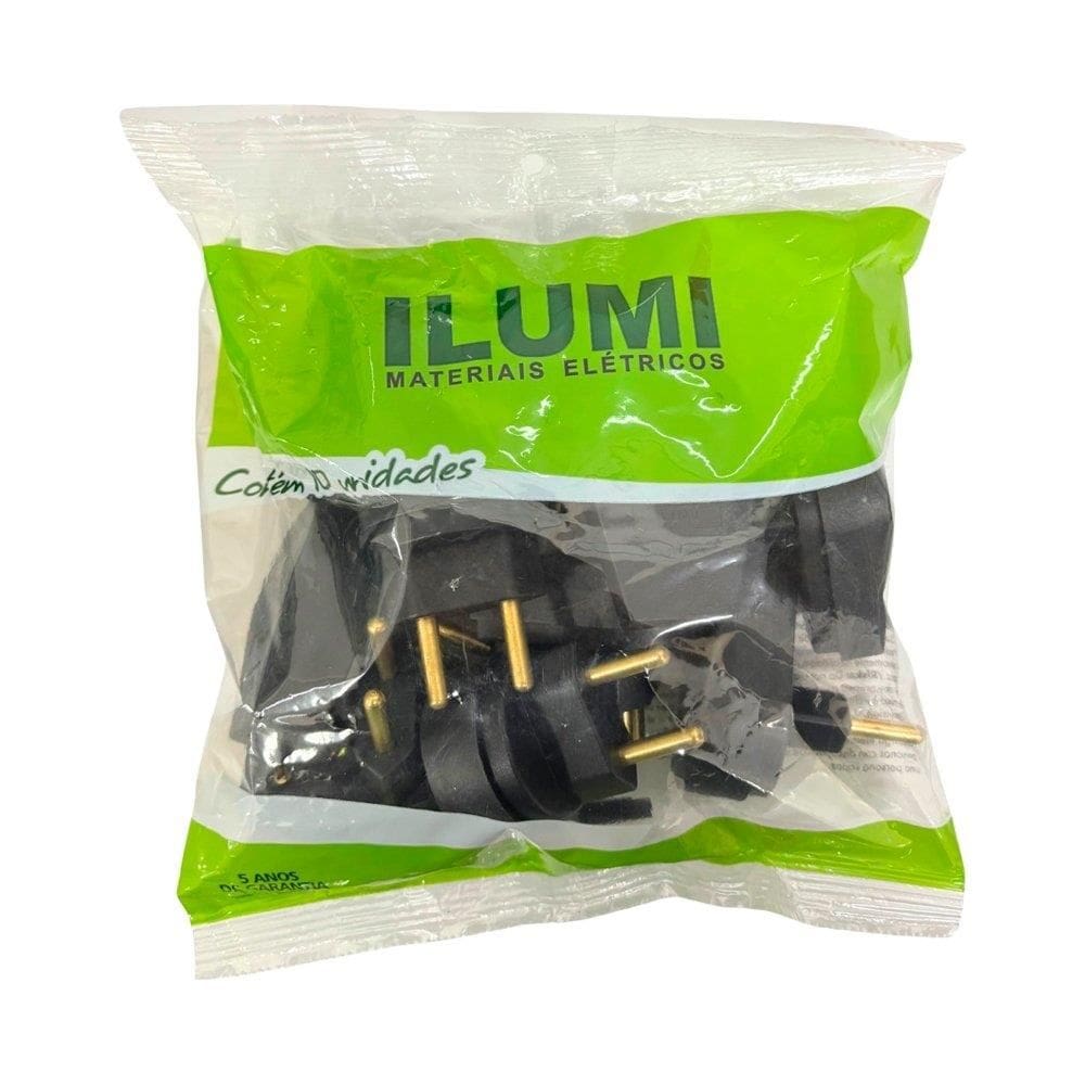 Pino Macho Gigante Angular Ilumi 2P 20A 250V Preto - Embalagem com 10 unidades