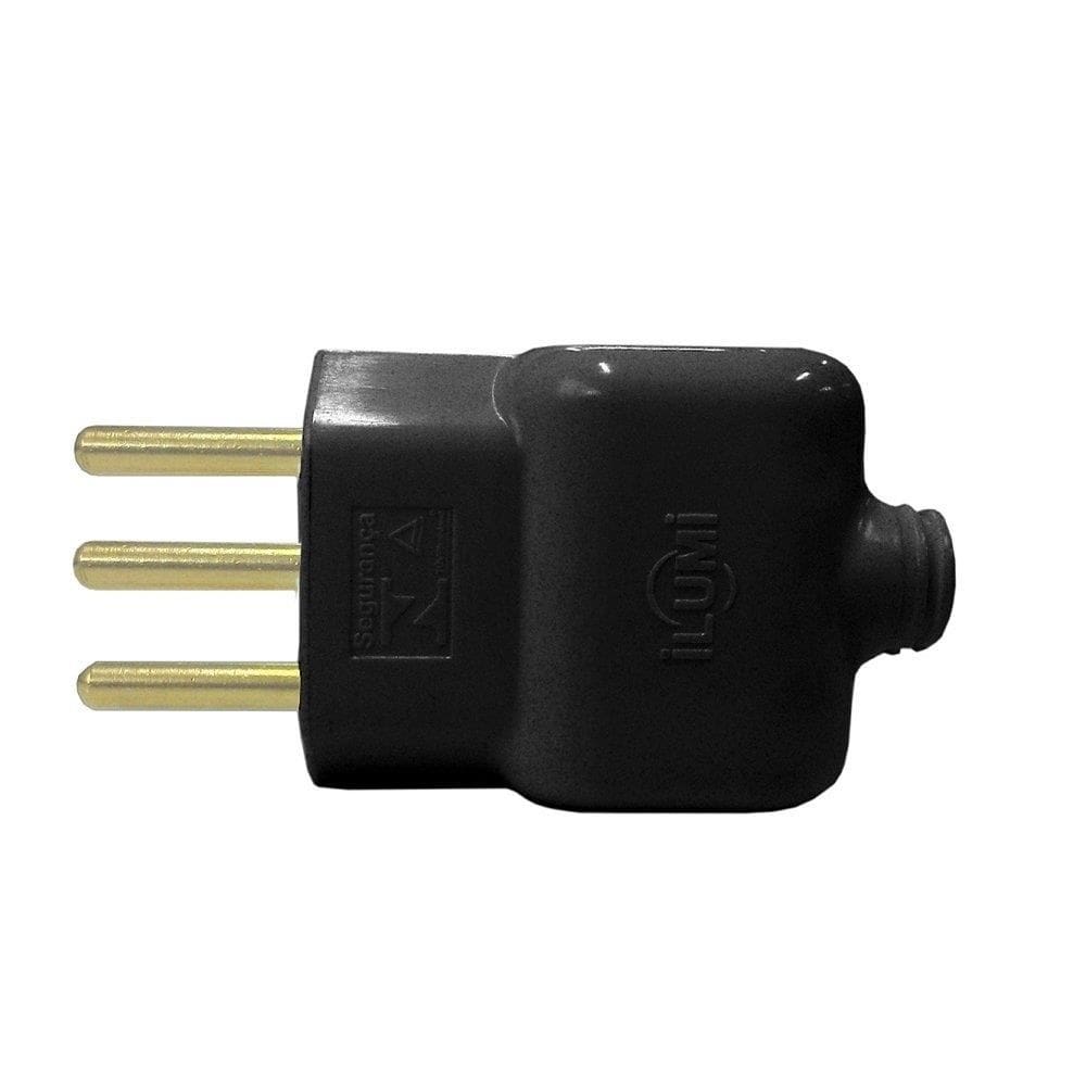 Pino Macho Ilumi 2P+T 10A 250V Preto - Embalagem com 10 Unidades