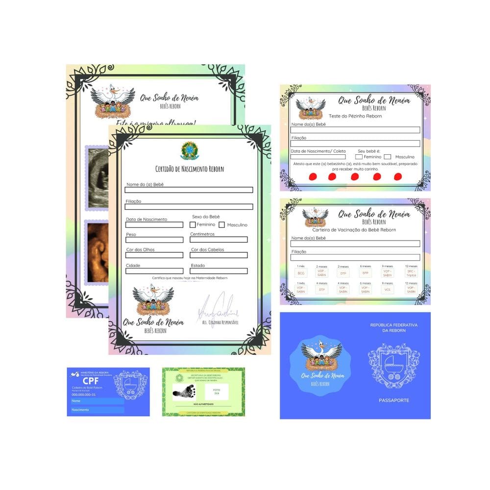 Kit de Documentos para sua Bebê Reborn - Que Sonho de Neném
