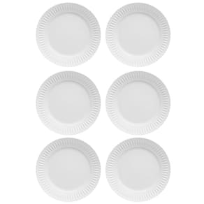 Kit 6 Pratos para Sobremesas em Porcelana Diamante Germer 20,5cm Branco Mesa Posta
