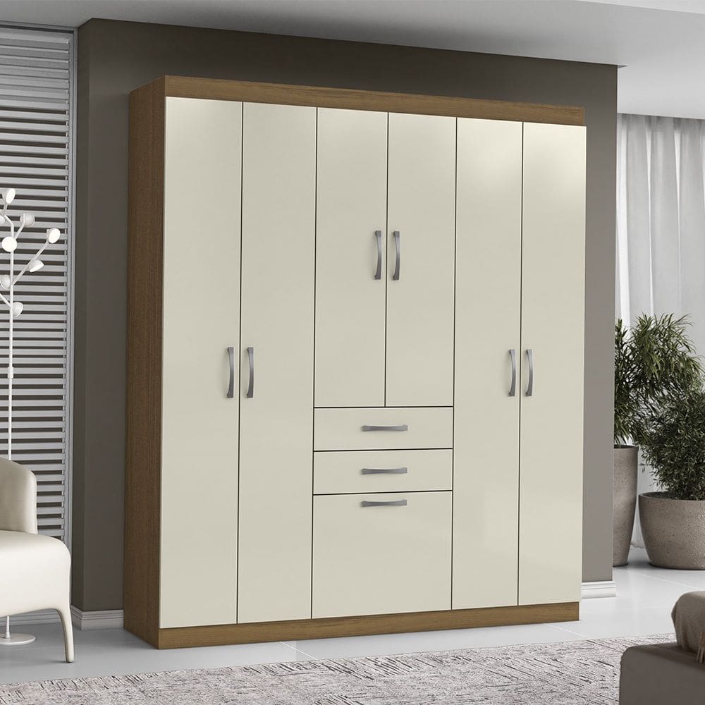 Guarda Roupa Roupeiro 07 Portas 02 Gavetas Atacama Areia Aramóveis