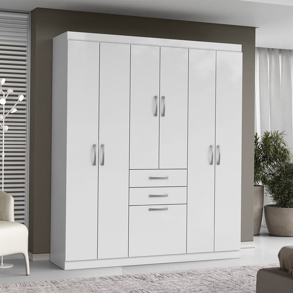 Guarda Roupa Roupeiro 07 Portas 02 Gavetas Branco Aramóveis