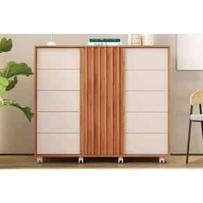 Cômoda de Quarto Pegasus c/ 2 Portas e 5 Gavetas Freijo/Off White - Caemmun
