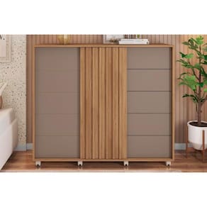 Cômoda de Quarto Pegasus c/ 2 Portas e 5 Gavetas Buriti/Fendi - Caemmun