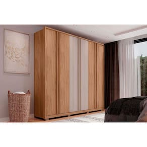 Guarda Roupa Casal 6 Portas e 4 Gavetas Mozart Freijo/Off White - Caemmun