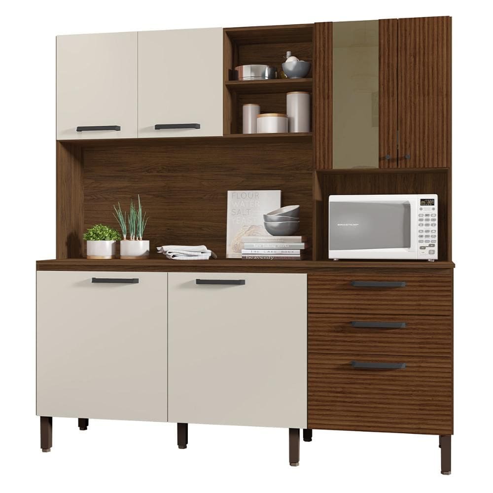 Armário de Cozinha Mega com Tampo 7 Portas e 2 Gavetas