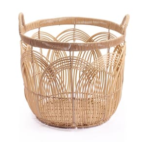 Cesto Redondo 40Cm Com Alças Arcos Palha Rattan - Oikos