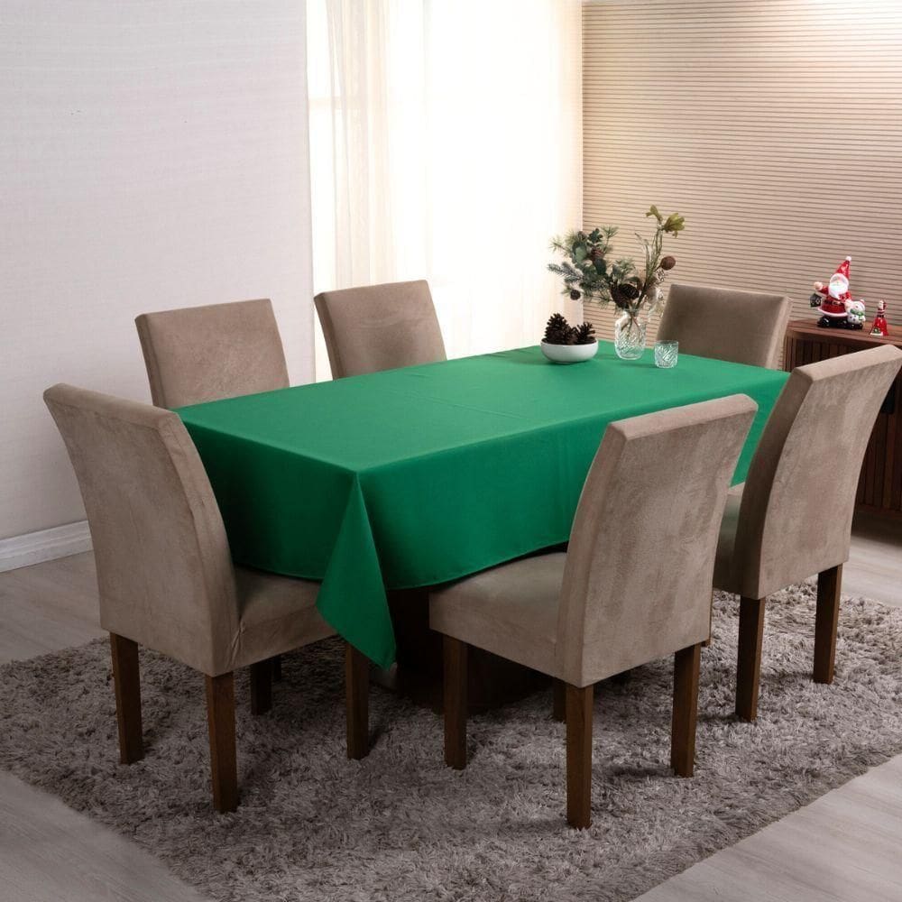 Toalha De Mesa Basic 1 Peça 2,50m X 1,40m 8 Lugares Tecido Oxford 100% Poliéster - Verde