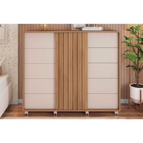 Cômoda de Quarto Pegasus c/ 2 Portas e 5 Gavetas Buriti/Off White - Caemmun
