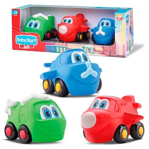 3 Brinquedo Infantil Avião Helicóptero Vinil Macio Bebê