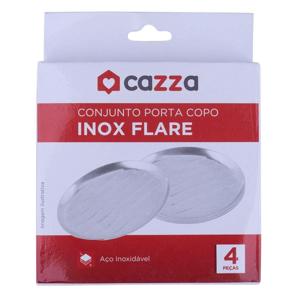 Conjunto 4 Porta Copos Inox 9cm Flare Cazza