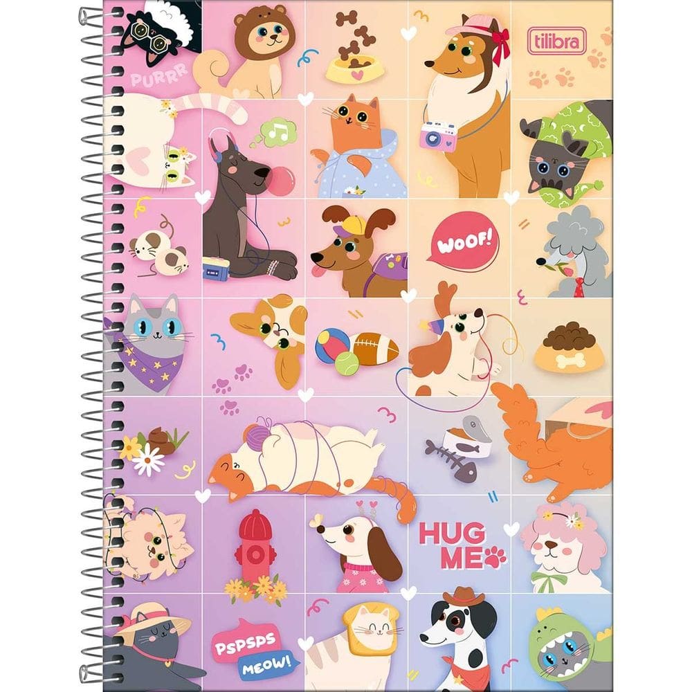 Caderno Espiral Grande Universitário HUG ME 1 Matéria 80 Folhas Capa Dura Tilibra