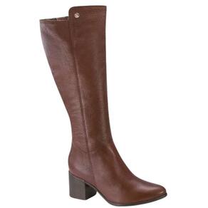 Bota Bottero 346903 Feminino Wood em couro cano longo saltinho