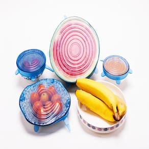 Tampas Ajustáveis De Silicone Para Potes Panelas Kit De Jogo Fecha Latas Frutas Tampa Universal Flexivel