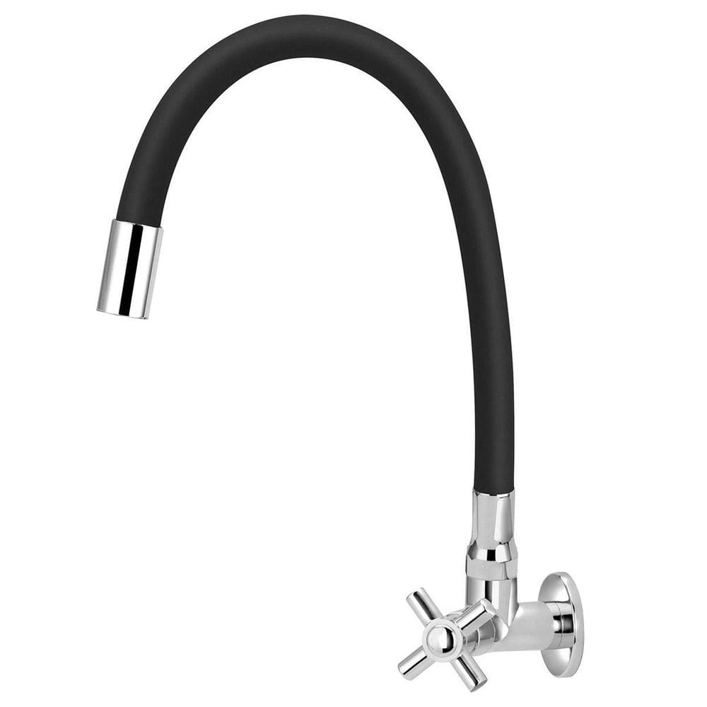 Torneira Cozinha Parede Abs Tubo Flexivel Preto/Black 1/4V