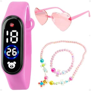 Relogio Digital Infantil Led + Colar + Pulseira Qualidade