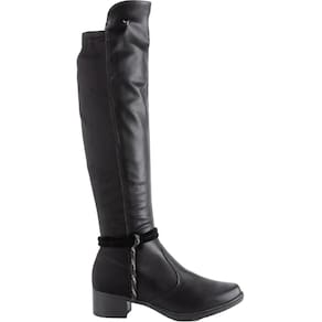 Bota Feminina Montaria Cano Longo Casual Dia a Dia Salto Baixo com Strass Mississipi Me122