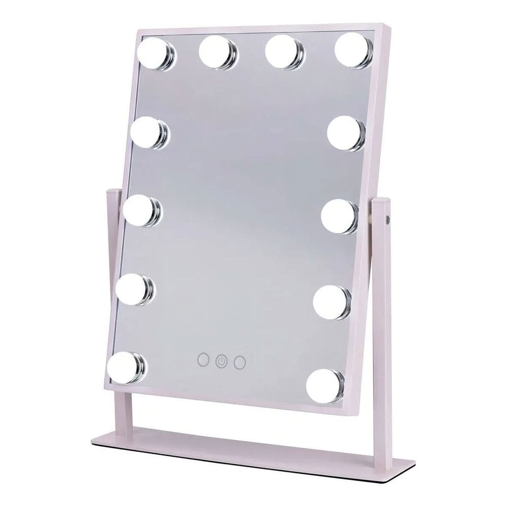 Espelho Camarim Grande 12 Lampadas LED 3 Tons Brilho Ajustavel Touch Rotaçao 360 Graus Maquiagem Penteado Bancada