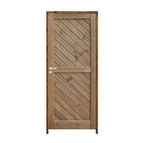 Porta Mexicana Diagonal Pinus 82 X 2.10 Batente Ecológico 14cm Fechadura Externa Lado Direito - Rodam